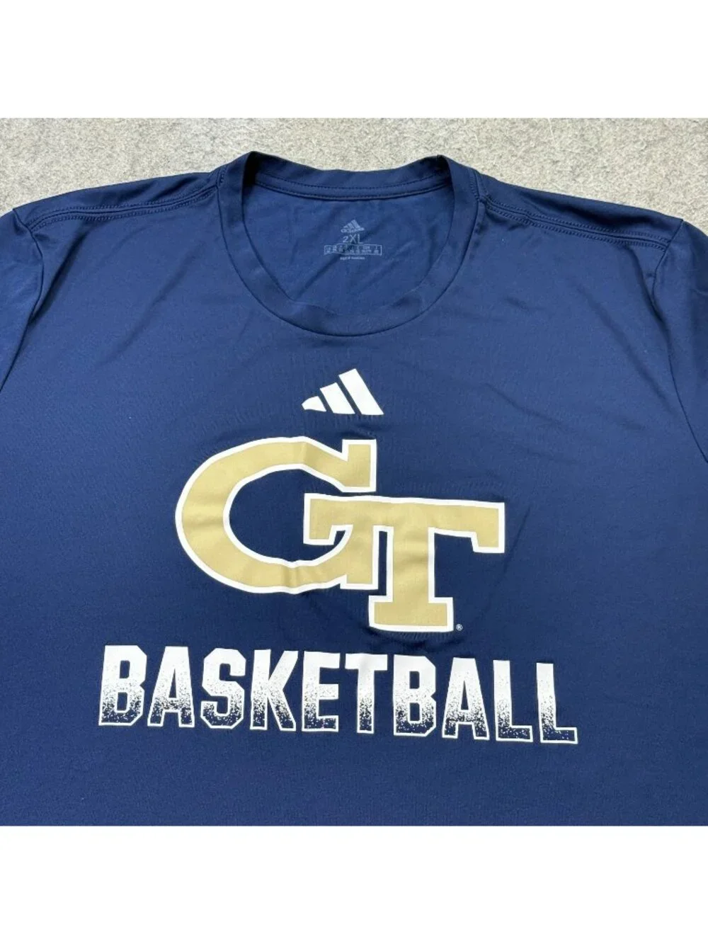 Georgia Tech Yellow Jackets Adidas Shirt Men 2XL Blue Performance Crew Neck